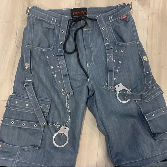 Tripp NYC Raver Style Pants Blue Gothic Punk Pants - Picture 2 of 4